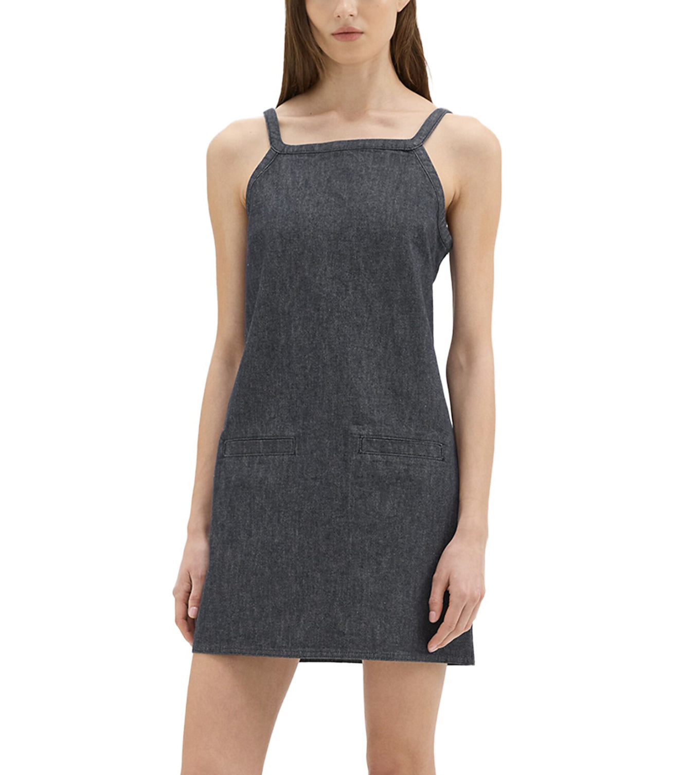 Theory Square Neck Mini Dress in
Indigo Crisp Denim sz 4 $275