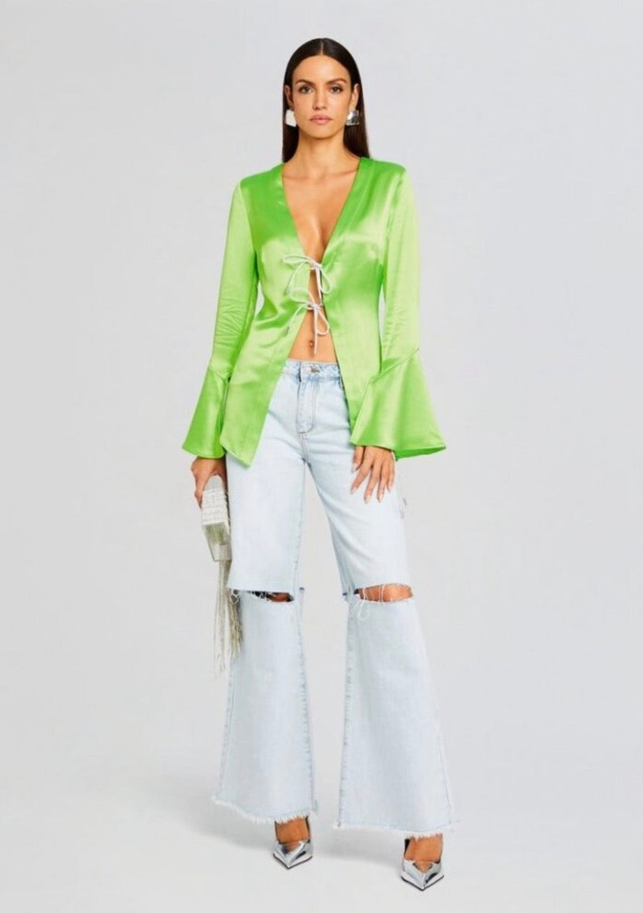 Retrofete Svea Blouse in Fresh Lime XS $398