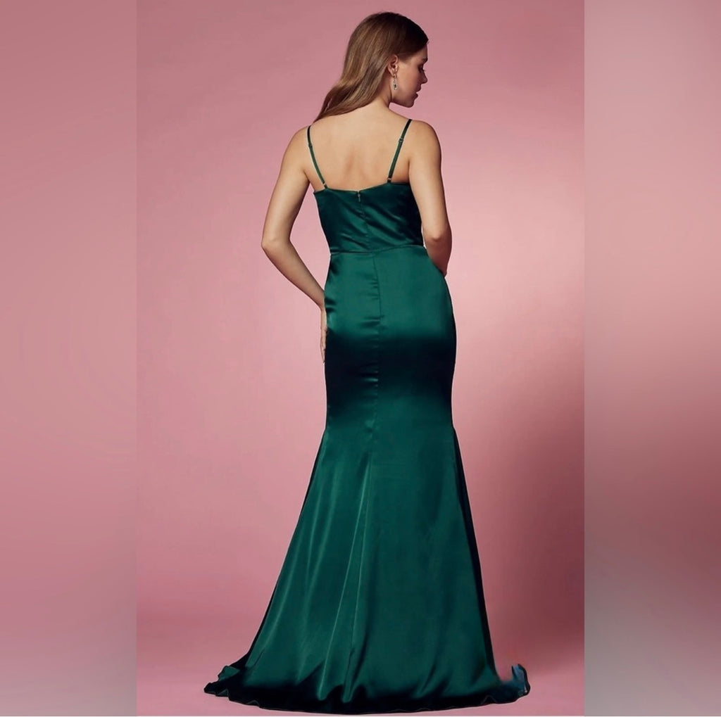 NOX ANABEL Simple Long Classic Dress with Cowl V-Neck in Green Sz 4
$249