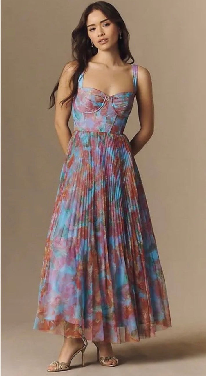Hutch Macclare Floral Maxi Gown Blue Multicolor Fit & Flare
Dress Size 2