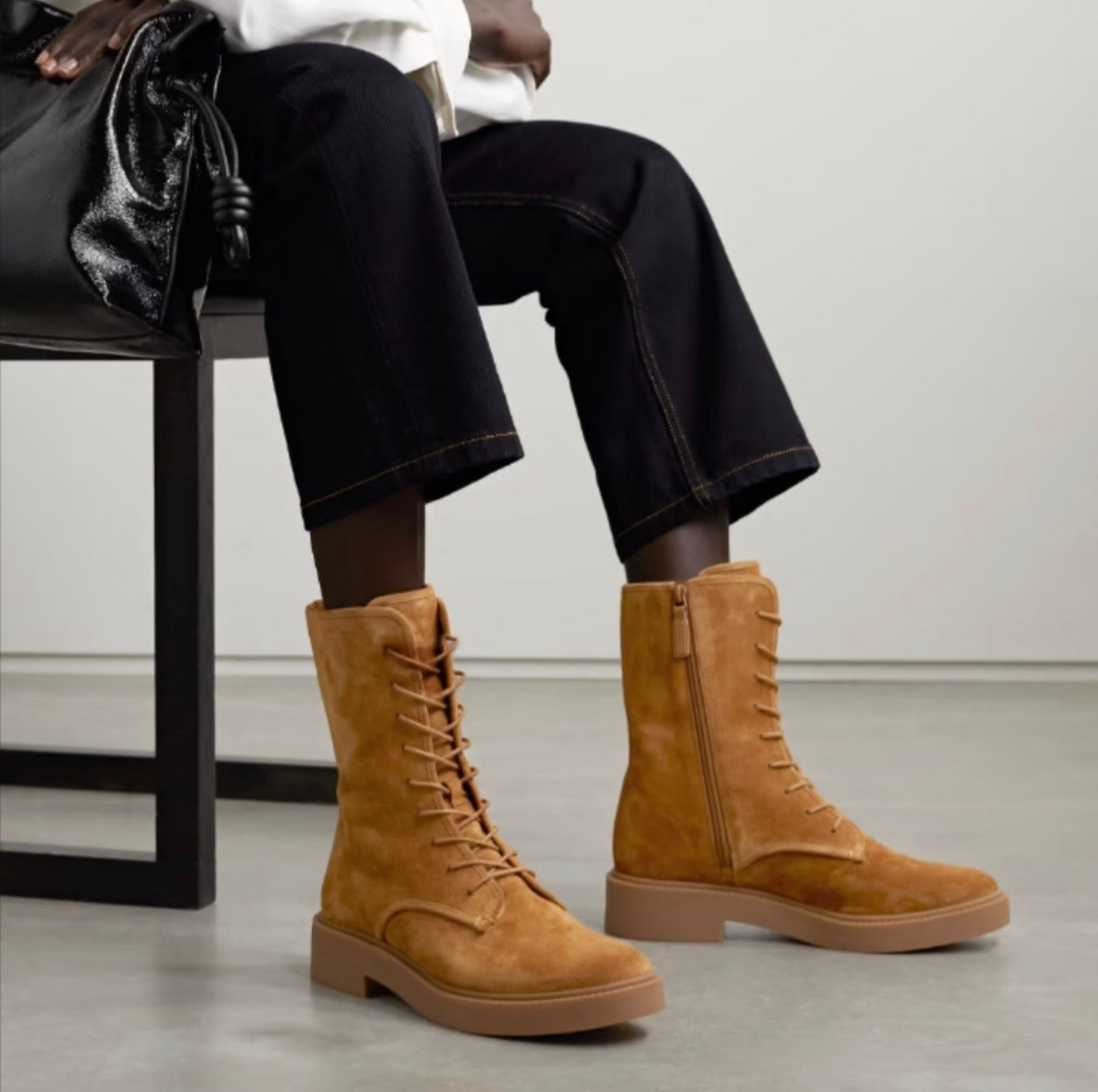 Vince Kady Suede Lace-Up Tall Boots in Chestnut Size 10 $450