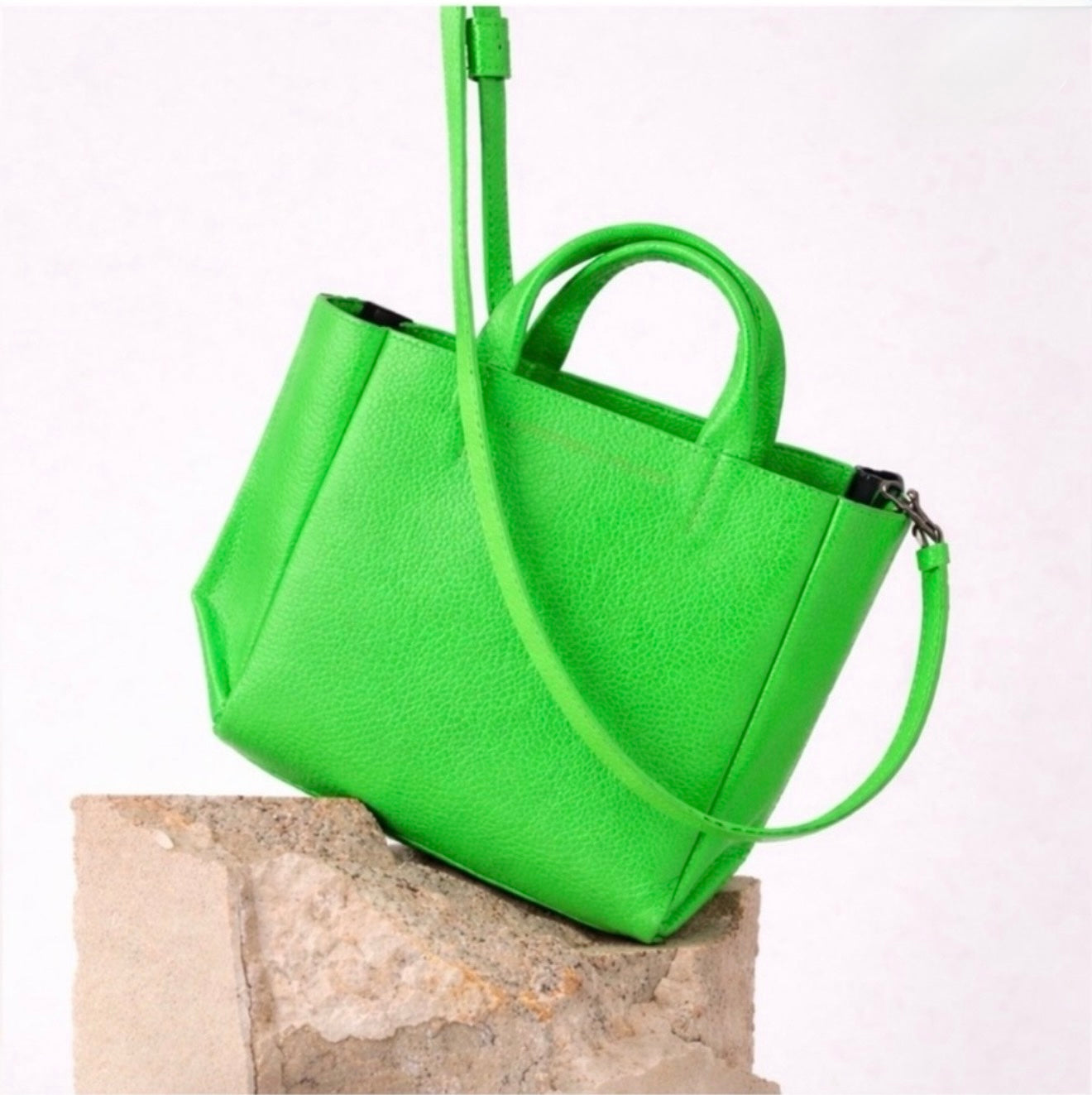 Ampersand As Apostrophe Leather Micro Tote in Neon Green $462