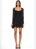 Amanda Uprichard Monet Dress Black Lace Long Sleeve Mini Size Small $251