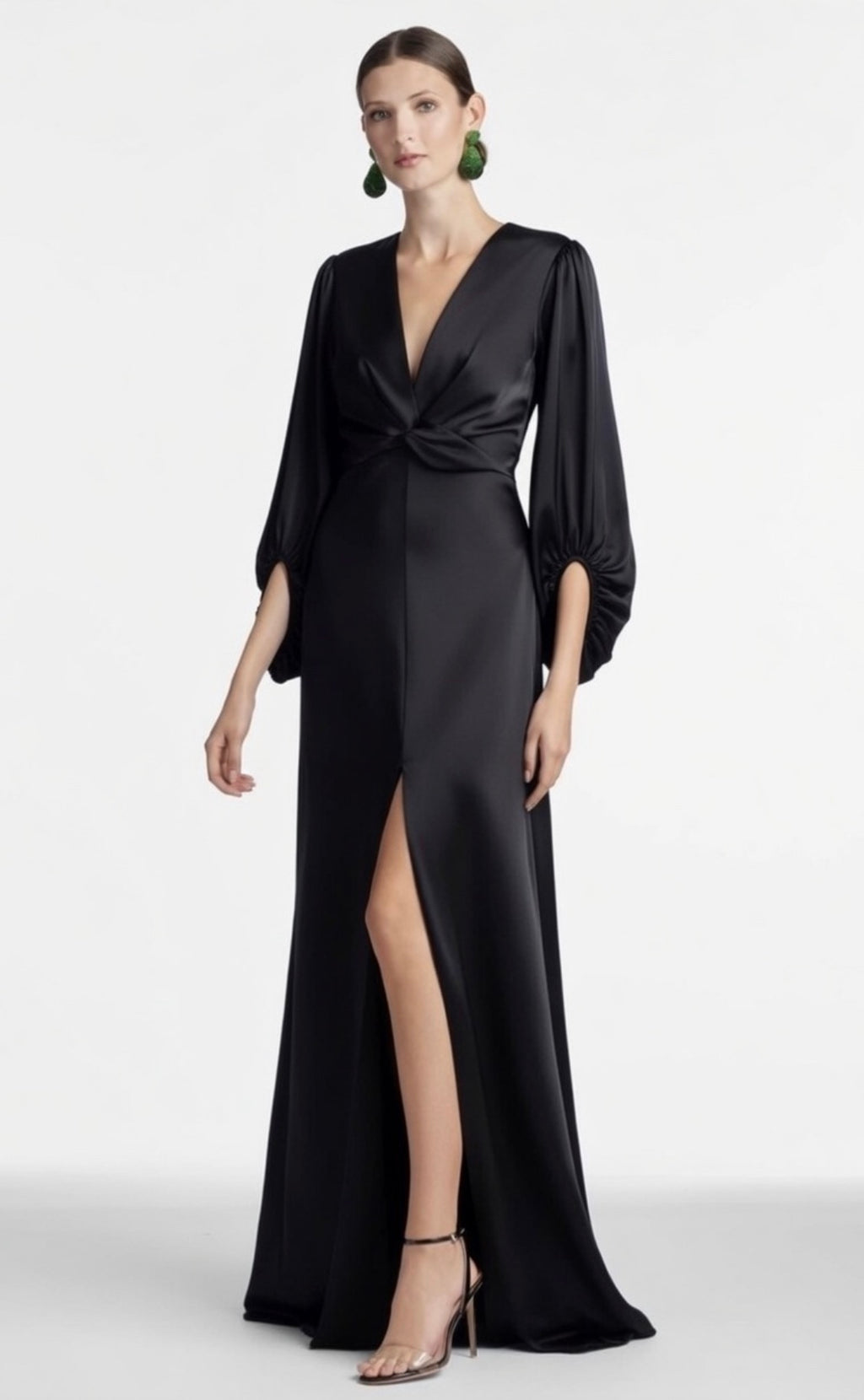 Sachin & Babi Jenny Black Satin Crepe Gown Size 4 $795
