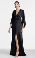 Sachin & Babi Jenny Black Satin Crepe Gown Size 4 $795