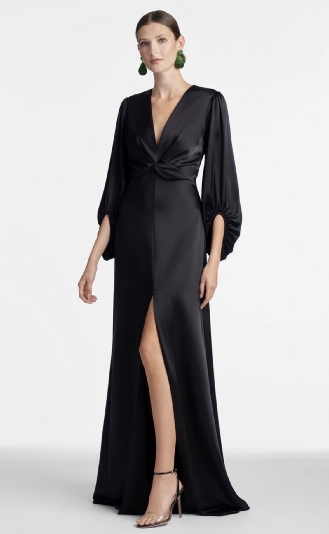 Sachin & Babi Jenny Black Satin Crepe Gown Size 4 $795