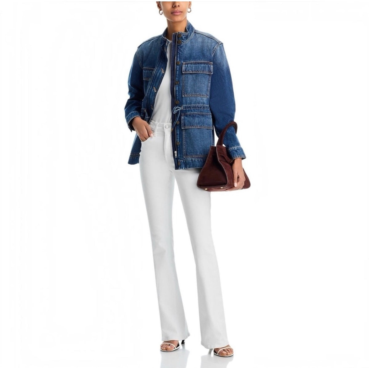 VERONICA BEARD Beverly
Skinny-Flare Jeans White Size 25