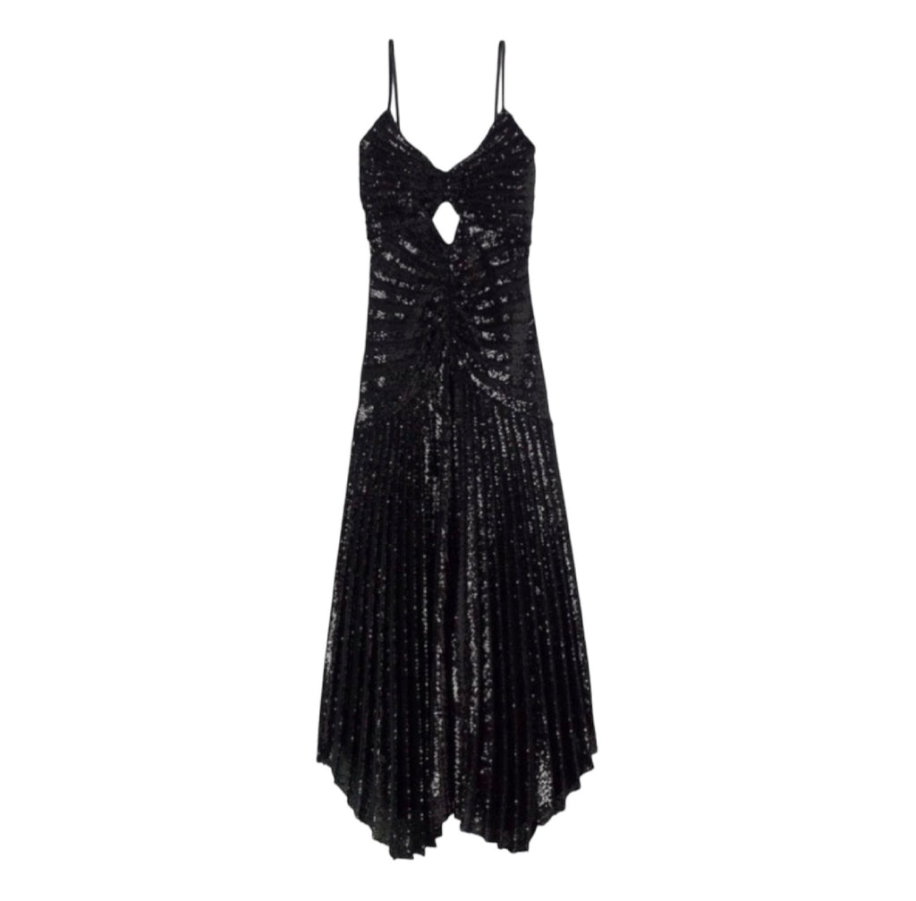A.L.C. Lou Sequined Keyhole Midi-Dress Black Sz 6