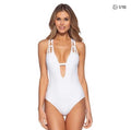 BECCA Color Code Skylar Plunge One Piece Swimsuit White Medium $138