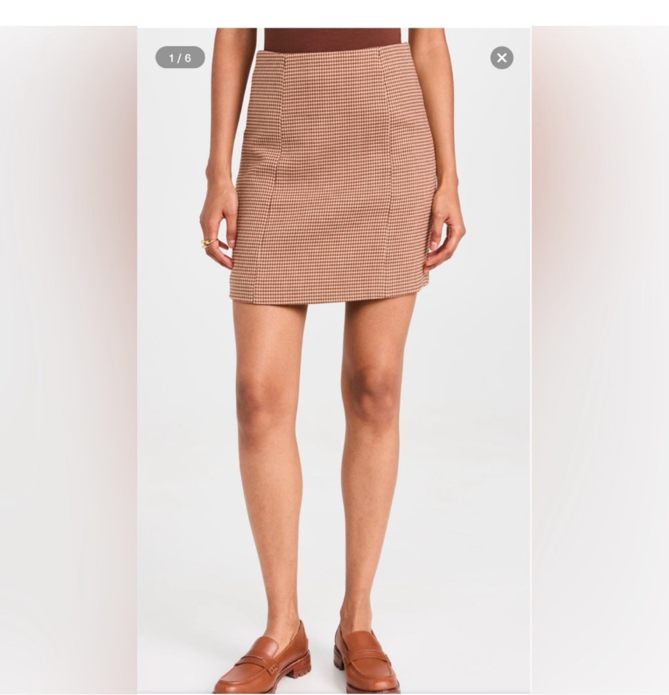 Favorite Daughter The First Wife Miniskirt in Toffee Houndstooth Sz 8
$188