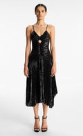 A.L.C. Lou Sequined Keyhole
Midi-Dress Black Sz 6 $795