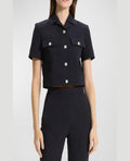 Theory
Seersucker Cropped Short-Sleeve Jacket Navy Sz 4 $325