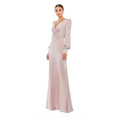 Mac Duggal 55635 Satin
Ruched Bishop Sleeve Gown Rose
Pink
