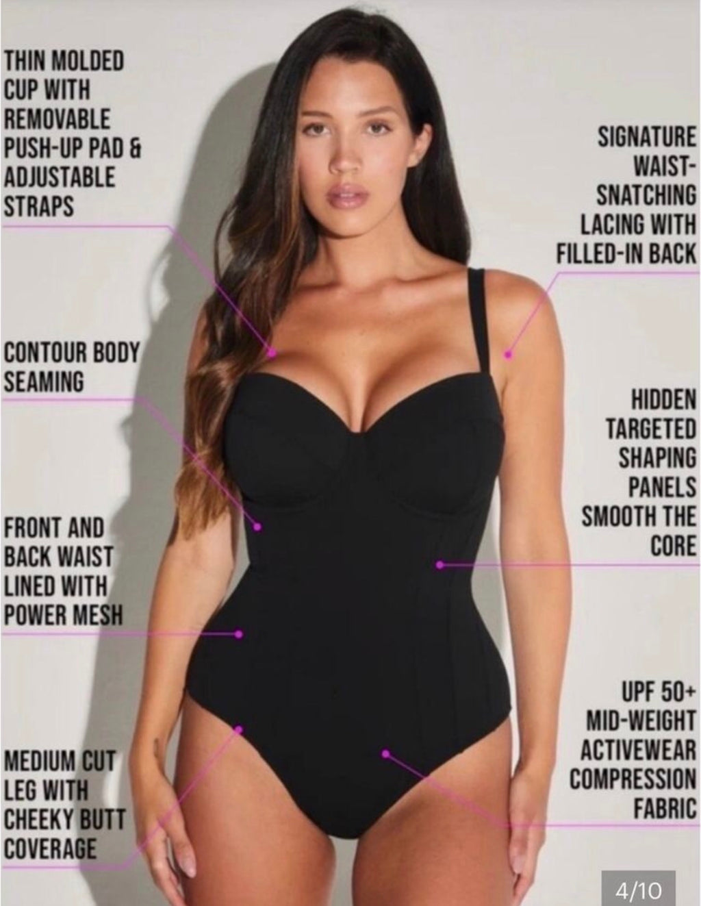 TA3 Lushy One Piece Sculpting Swimsuit Bodysuit Black M Regular/Long D/DD $188