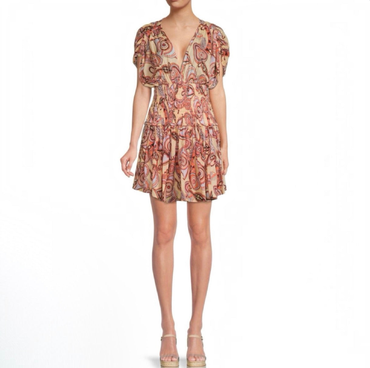 A.L.C.
Luna Print Smocked Mini Dress Sz 2