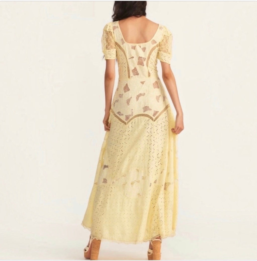 LoveShackFancy Nella Eyelet
Patchwork Maxi Dress Sz 2