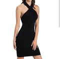 Dress the Population Ryan Halter Dress in Black Sz Large $158