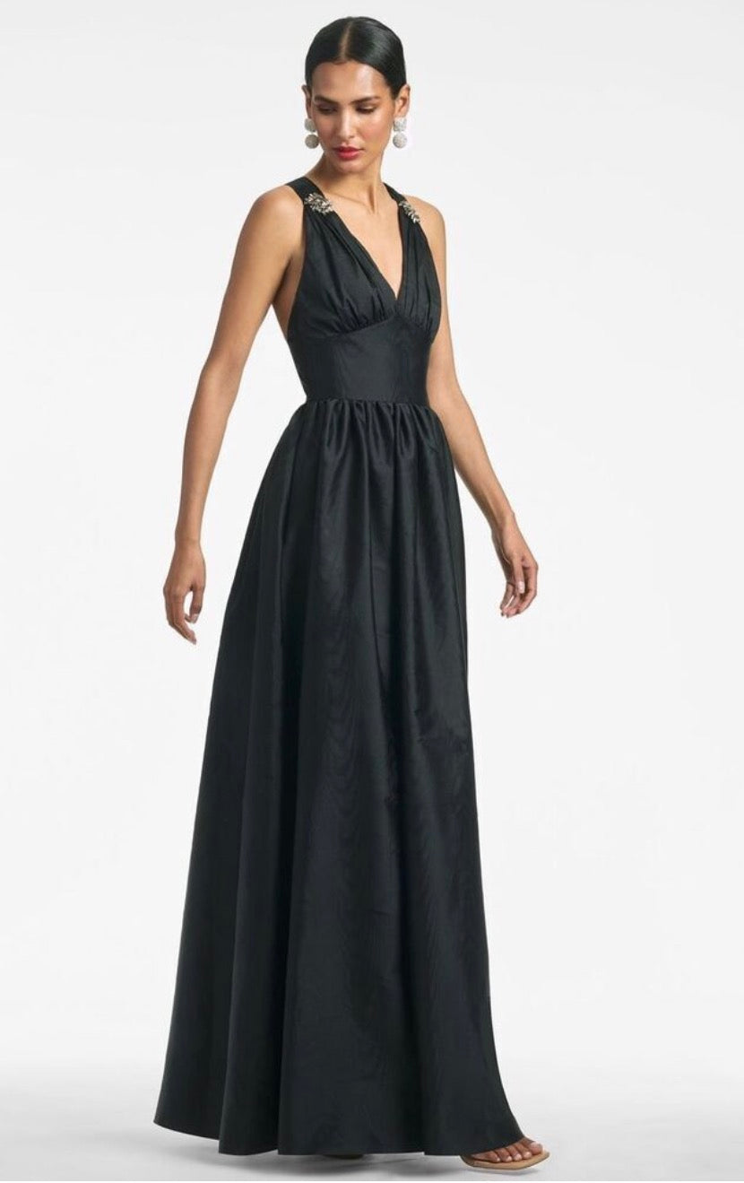 Sachin + Babi Kenzia Black Moiré Taffeta Gown – Size 12 $895