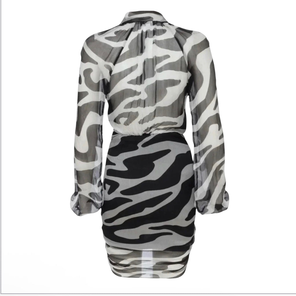 Mother of All Vera Silk Zebra Print Mini Dress Size Small