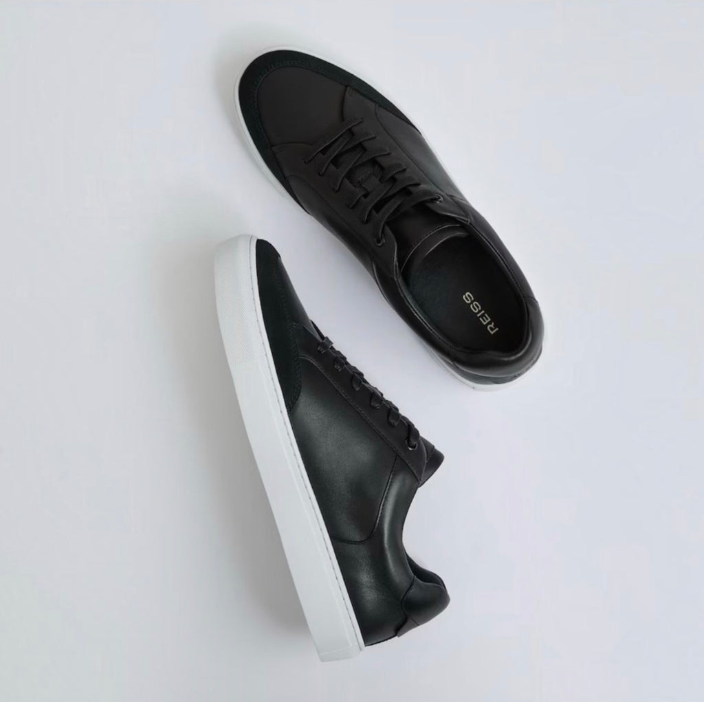Reiss Women’s Ashley Low Top Leather Sneaker - Black Sz 9