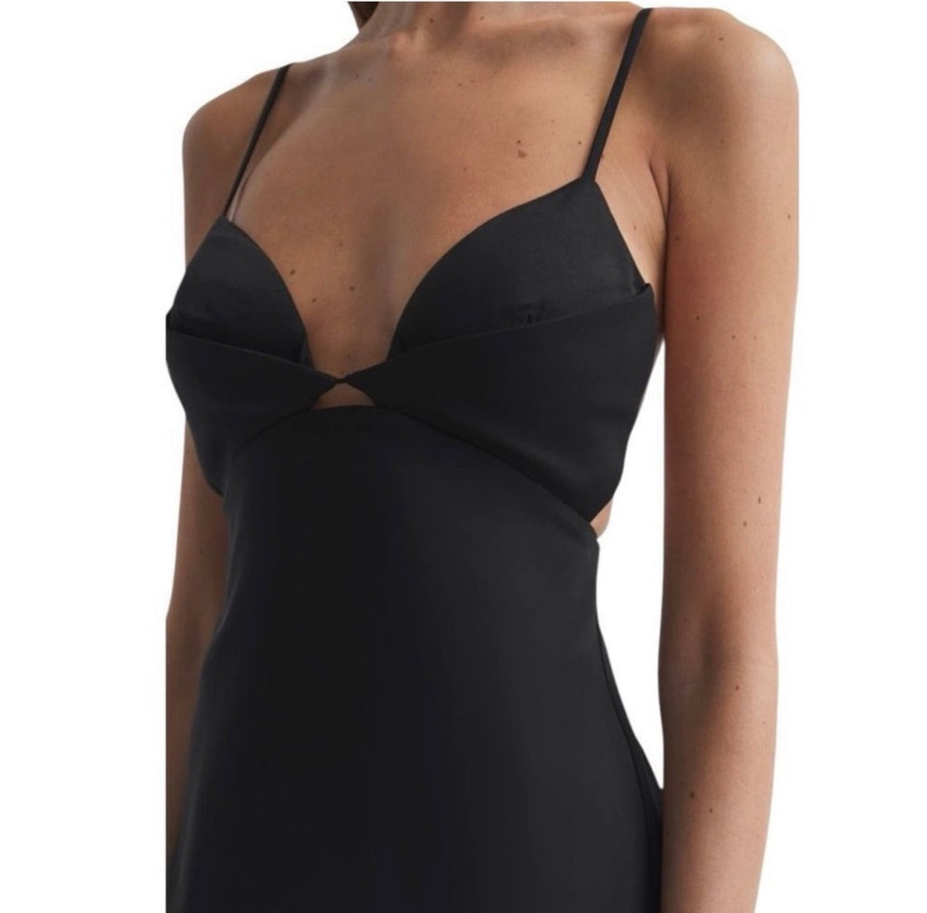 Reiss Rochelle Strappy Midi Dress in Black Sz 2