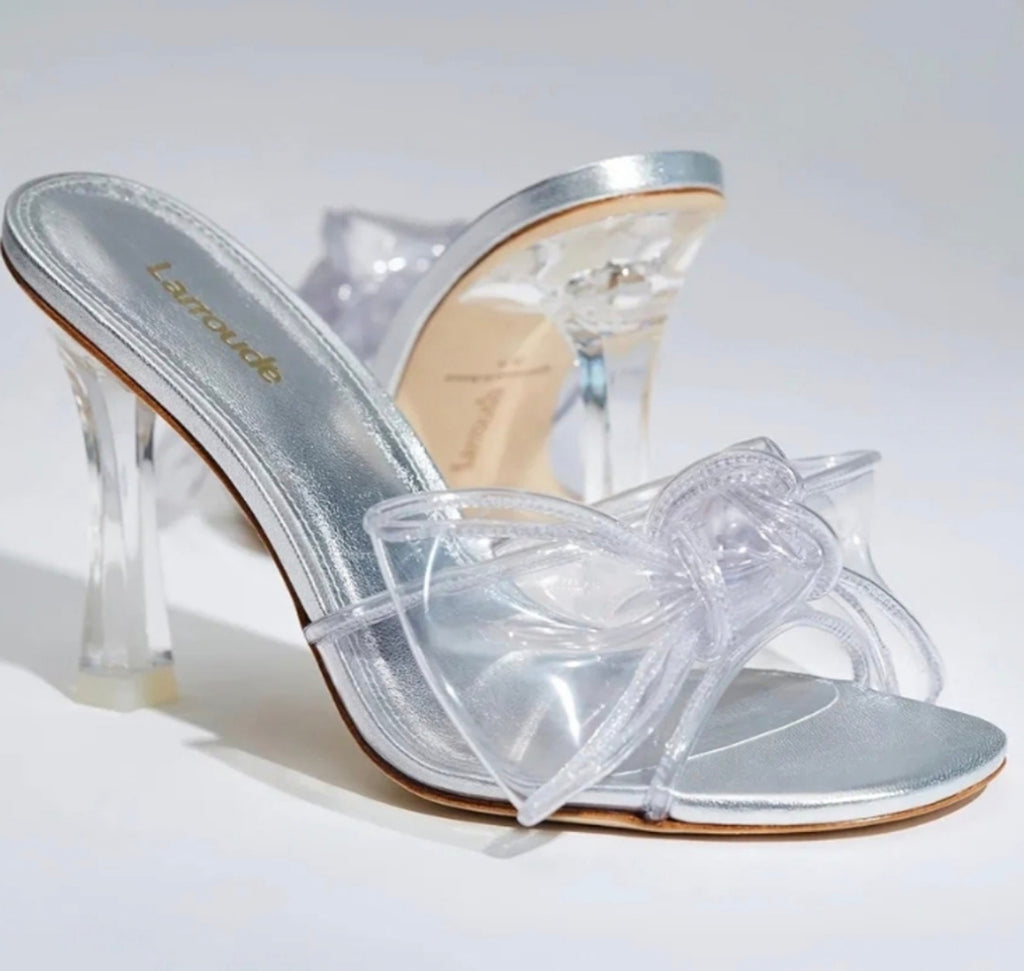 LARROUDE Mariah Mule bow sandals
Clear Silver 7.5 $350