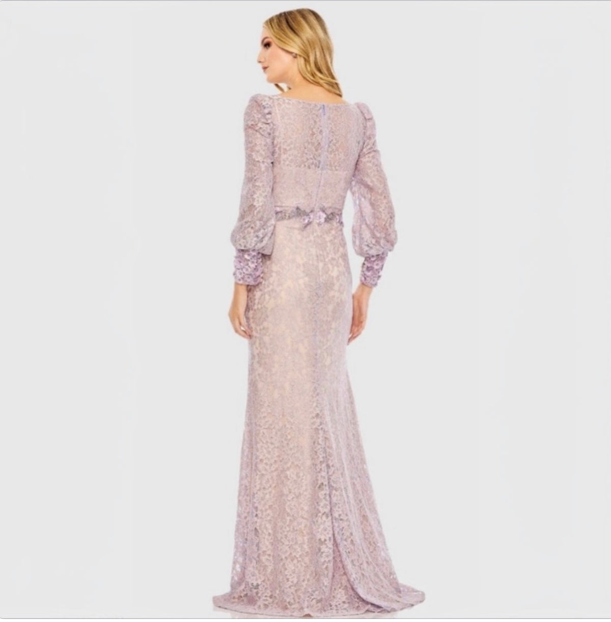 MAC DUGGAL 79397 Vintage Lilac
Lace Long Sleeve V Neck Embellished Gown Sz 14