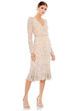 Mac Duggal Sequin Dress with Embellished Hemline and Belt 10740 Sz 12 $498