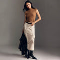 Derek Lam 10 Crosby Hestia Fringed Midi Sweater Skirt in Snow White Sz Medium