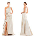 Mac Duggal 66975 ONE SHOULDER
METALLIC RUFFLED
EVENING GOWN in Oyster Sz 16 $598