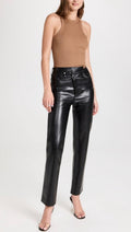 AGOLDE Black Leather Crisscross Straight Pants Sz 26