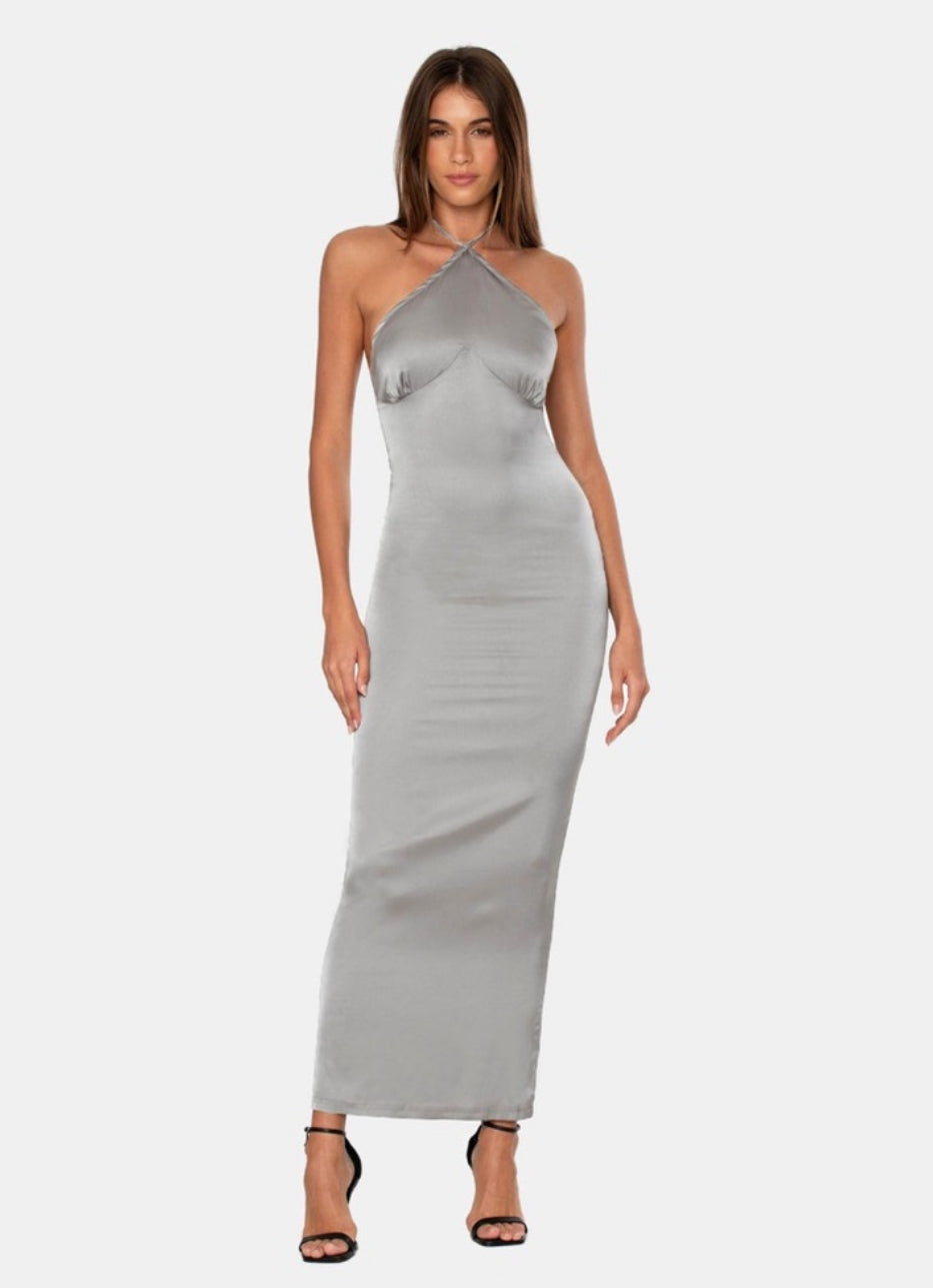 OW Collection Saga Satin Maxi
Dress Grey Sz Medium $250