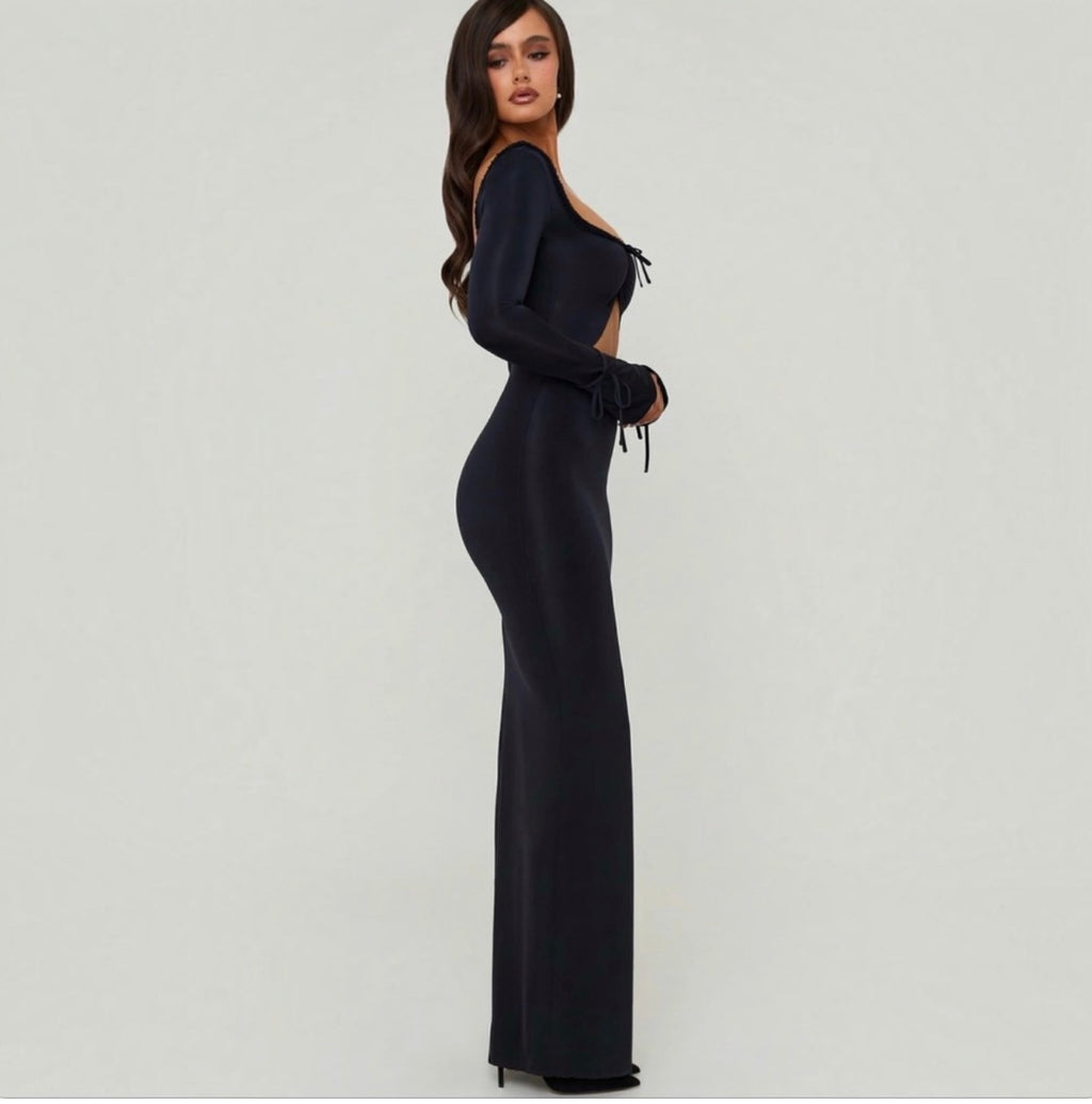 Oh Polly Matilda Ruffle-Trim Cut-Out Maxi Dress Size US 0