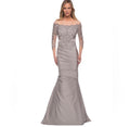 La Femme 29324 Satin Mermaid Gown with Off the Shoulder Lace
Size 18 $498