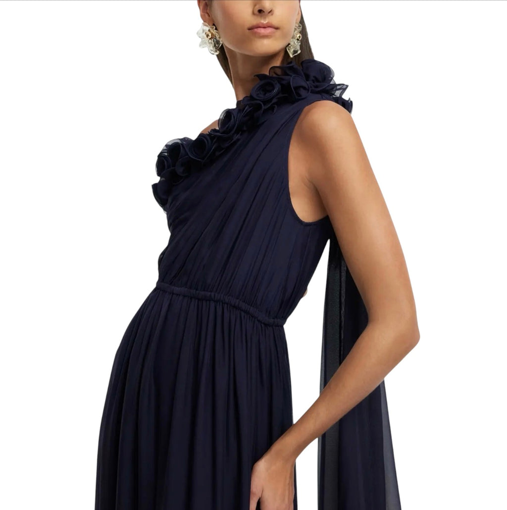 LEO LIN Jenni One Shoulder Maxi Dress Indigo US 2/AU 6
