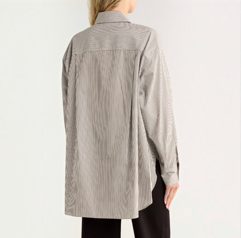 Rag & Bone Maxine Stripe Oversize Poplin Button-Up Shirt Medium / Large