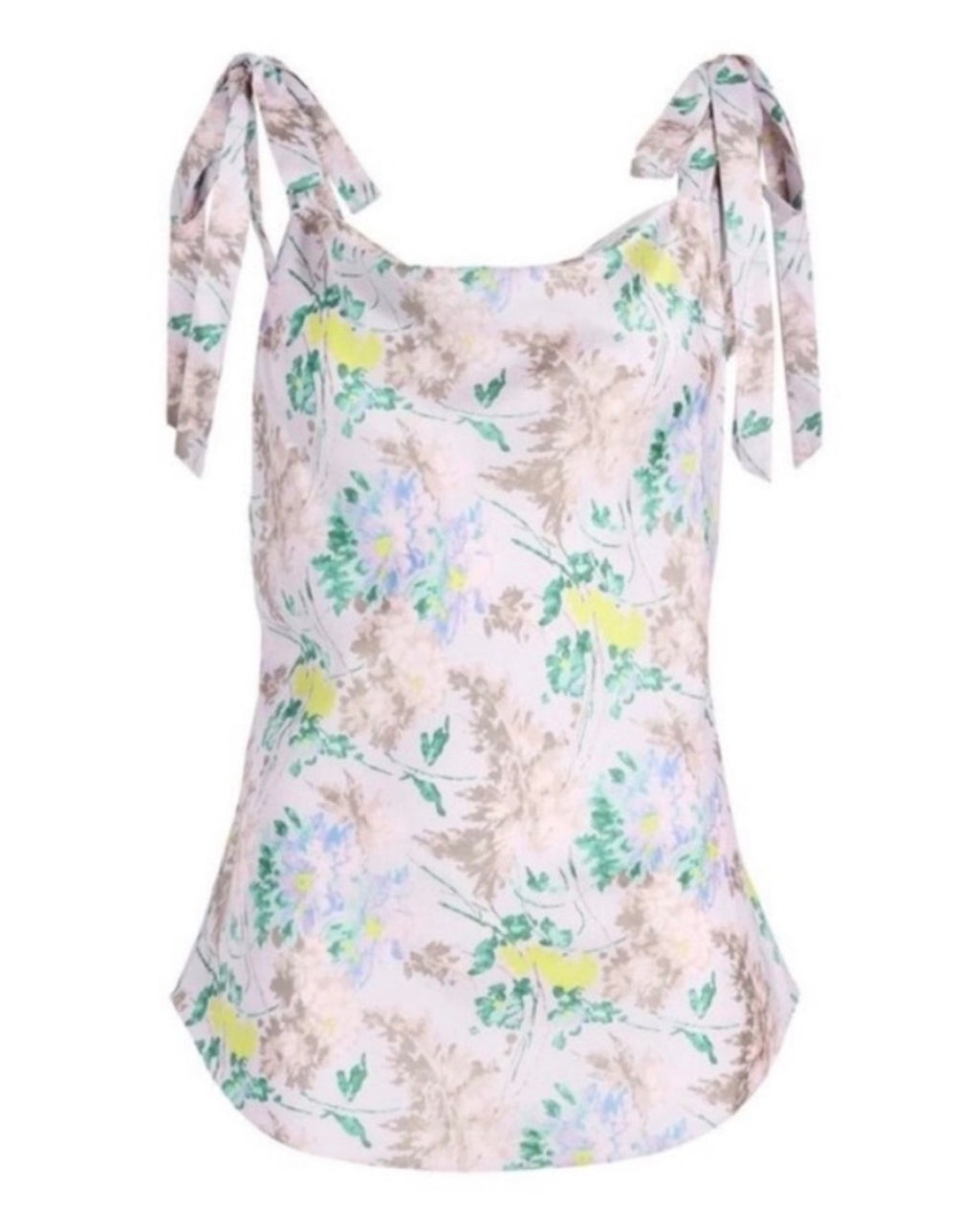Cinq à Sept Light Washed Floral Tied Marta Cami Pastel Multicolor Sz Medium $265