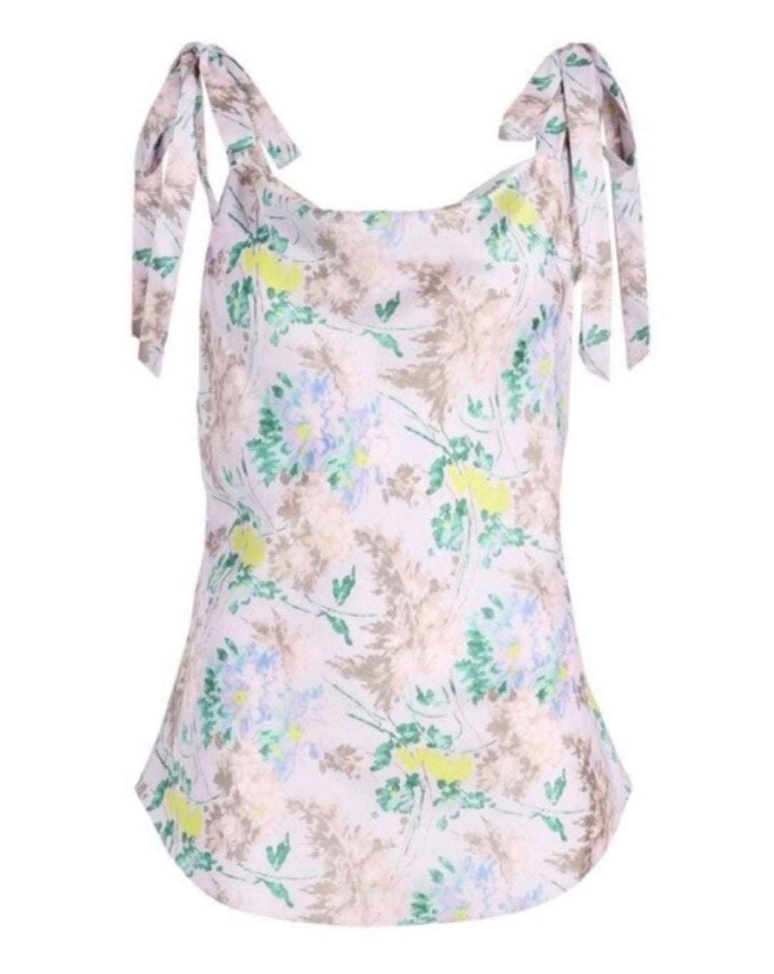 Cinq à Sept Light Washed Floral Tied Marta Cami Pastel Multicolor Sz Medium $265