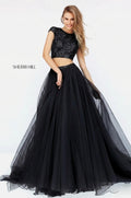 Sherri Hill 50561 Black Beaded Two Piece A-Line Organza Gown Size 2 $650
