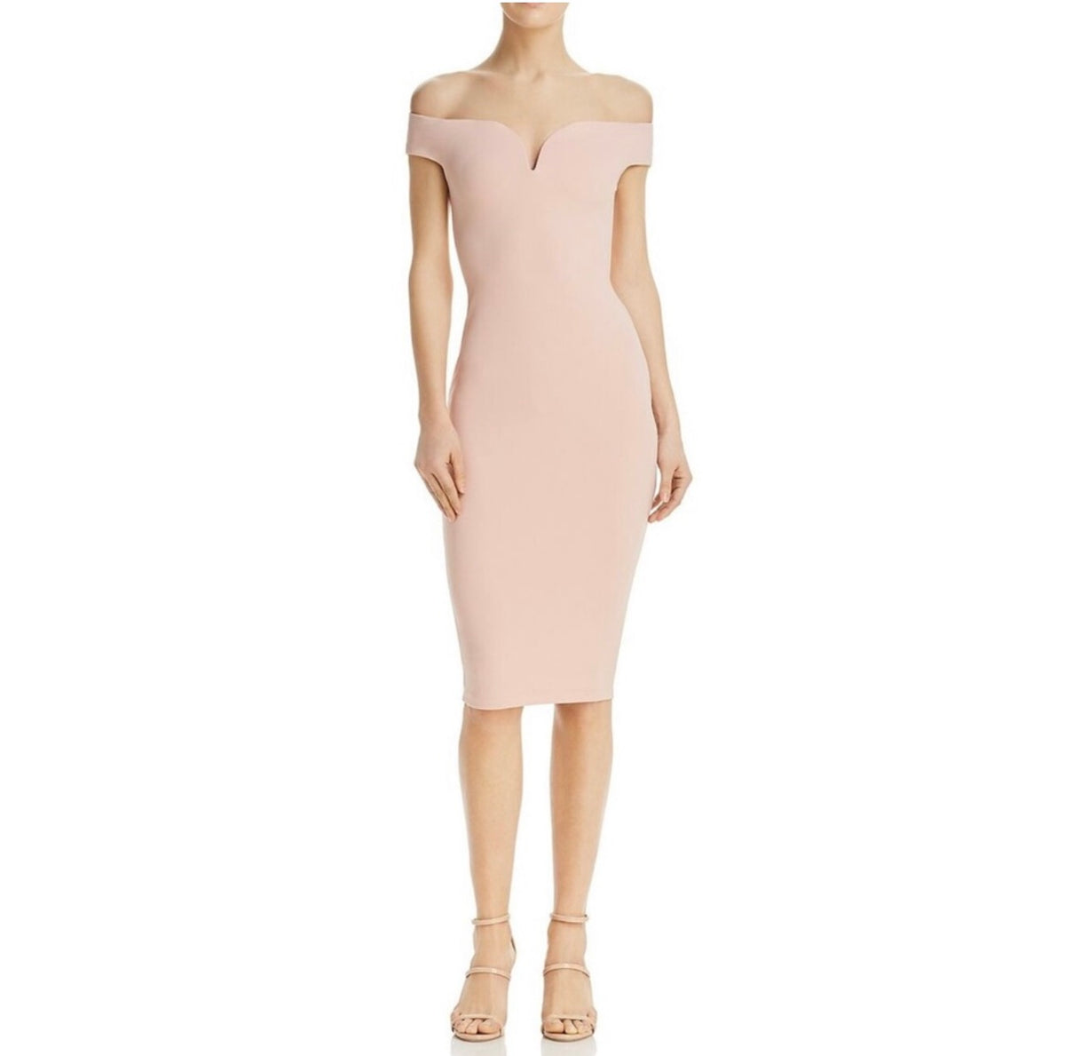Nookie Elena Midi Off the Shoulder Midi Dress in Blush Sz XS
