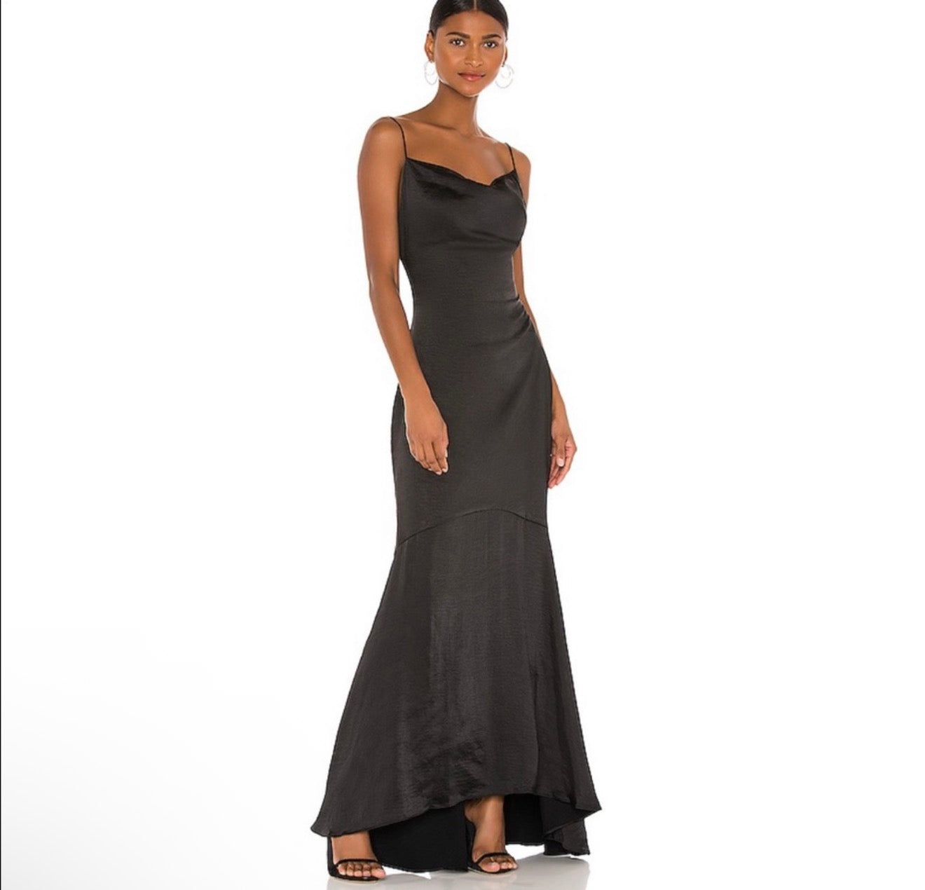 Elliatt Felecia Black Satin Maxi Gown sz Small $298
