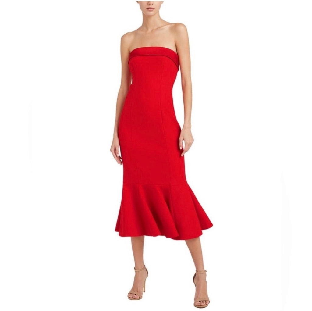 Cinq a Sept Mazzy Strapless Trumpet Midi Dress Red sz 4