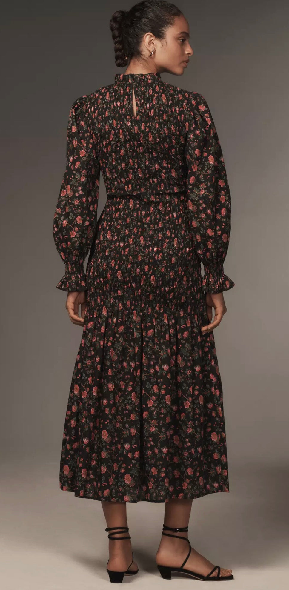 RHODE ELIZA
SMOCKED MIDI DRESS IN INK MORLAIX FLEUR SIZE Small $475