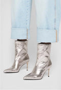 All Saints AllSaints Orlana Leather Shimmer Silver Boots Sz 38 $349