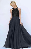 Sherri Hill 50615 Beaded Bodice Chiffon Gown Black Sz 4 $450