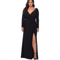 La Femme 29044 Plunging V-neck Jersey Sheath Dress in Black Sz 16W $378