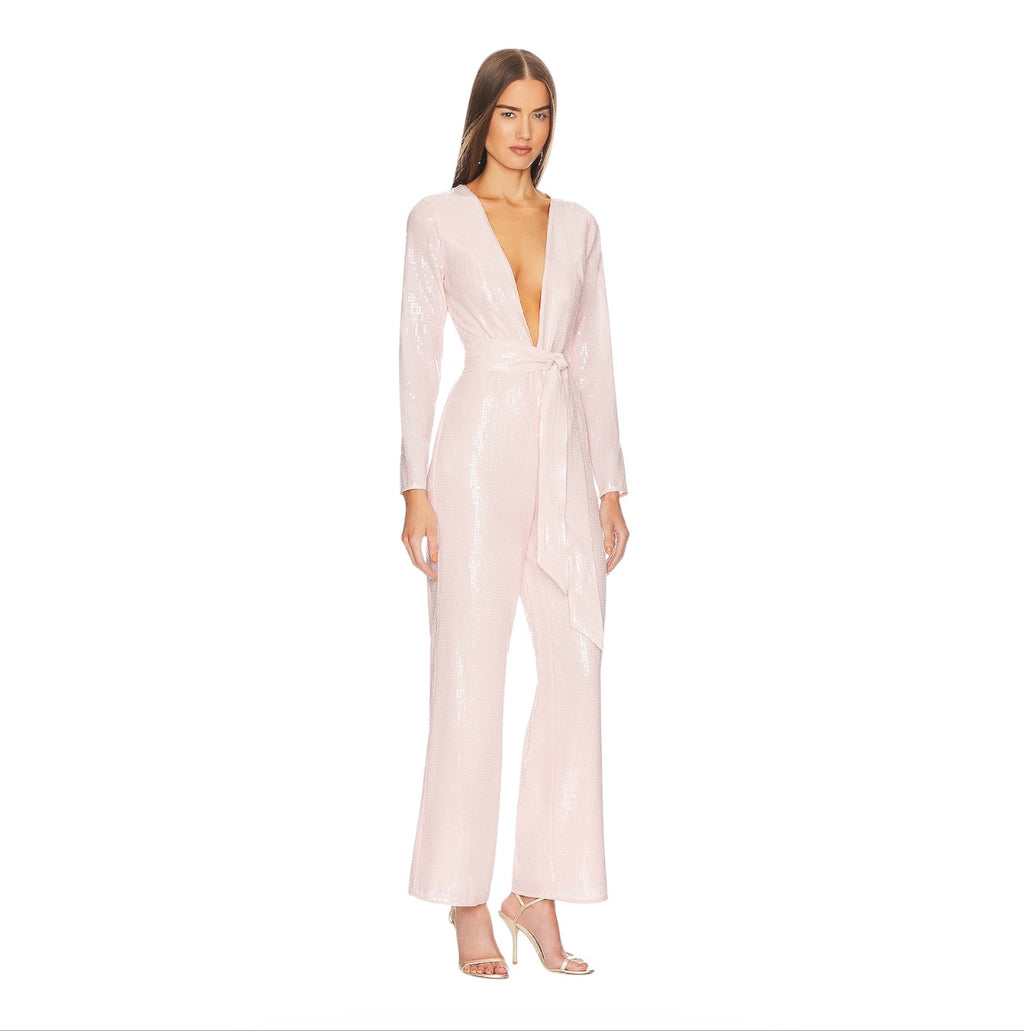 Lovers and Friends Leighton Sequin Jumpsuit Champagne Pink Size Small