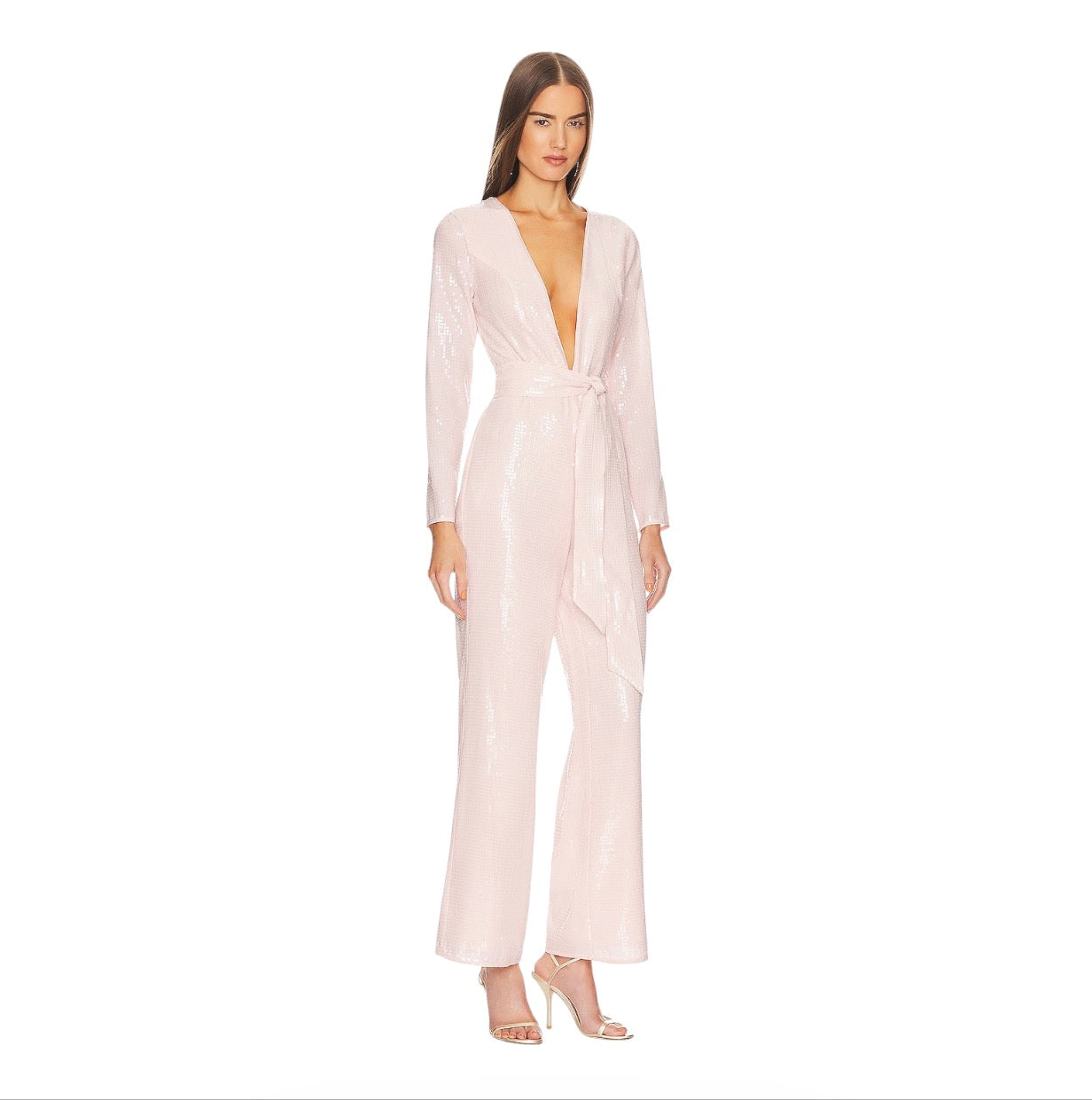 Lovers and Friends Leighton Sequin Jumpsuit Champagne Pink Size Small
