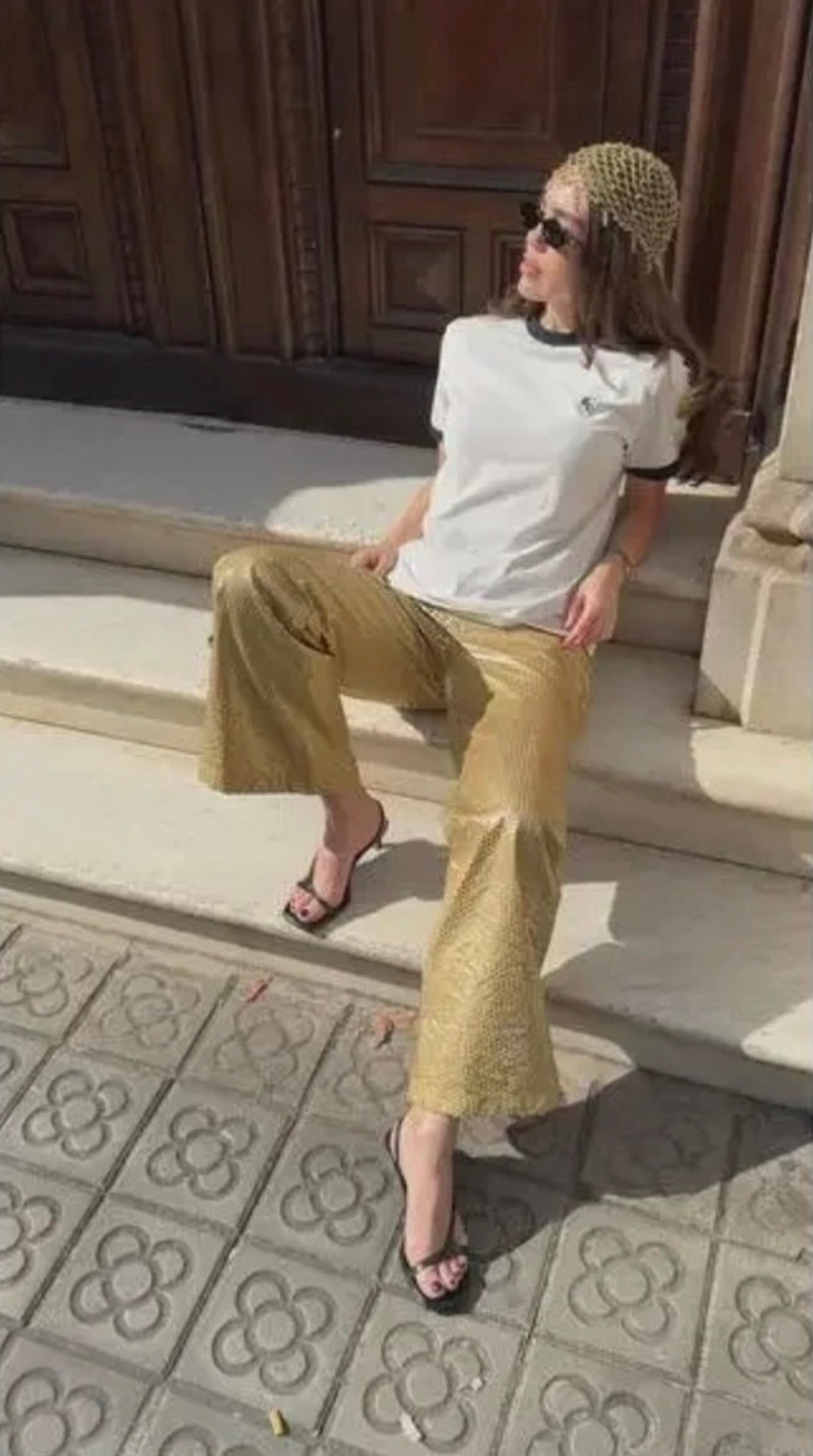 SLEEPER Supernova Gold Sequin Pants Sz Small $158