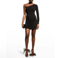 Cinq à Sept Alora One-Shoulder Ruched Minidress Black Sz 2